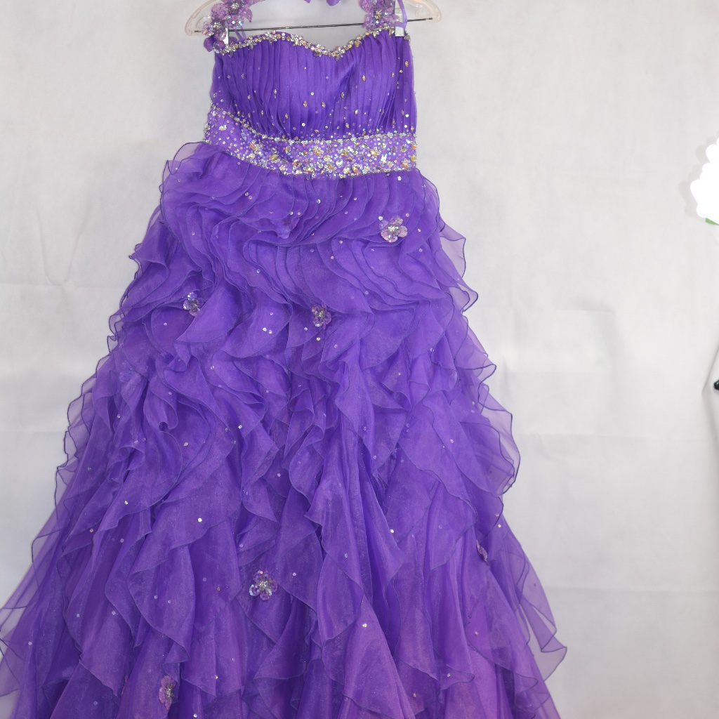Purple Mori Lee Prom Ruffled Dress Sz S/M